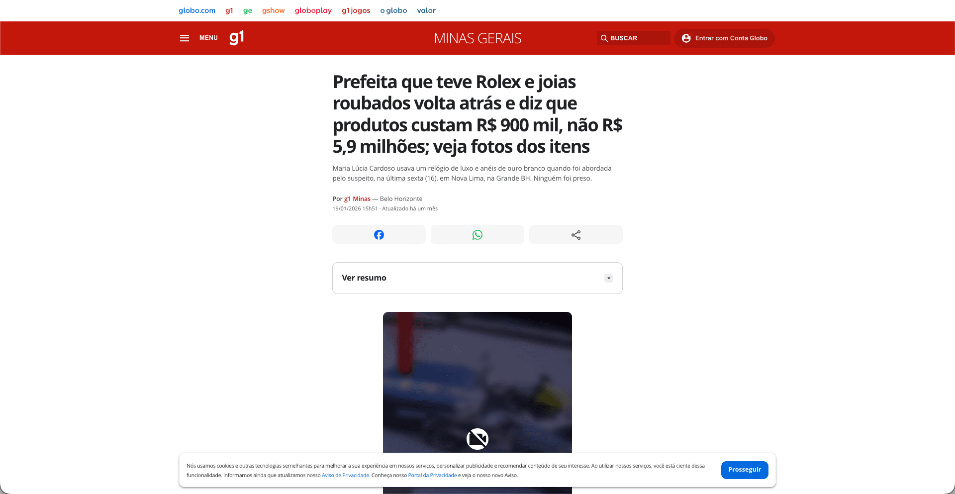 Apoio na investigação do crime do ROLEX em Nova Lima